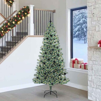 vidaXL Artificial Christmas Tree Snow Flocked with LED Light