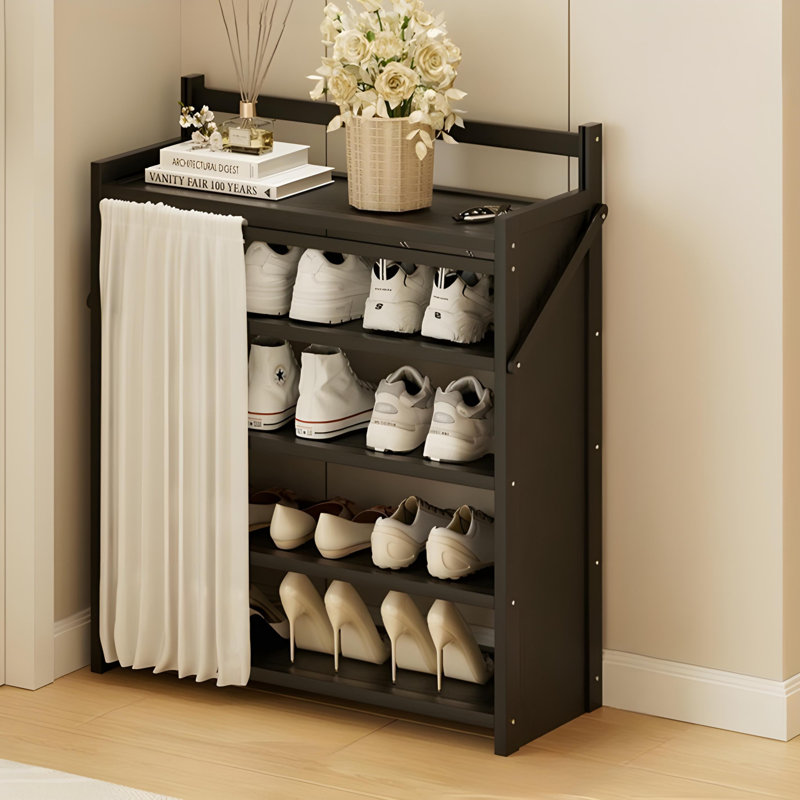 Foldable Multi-Tier Shoe Rack For Small Spaces – Bamboo Entryway Storage Shelf For Home/Apartment