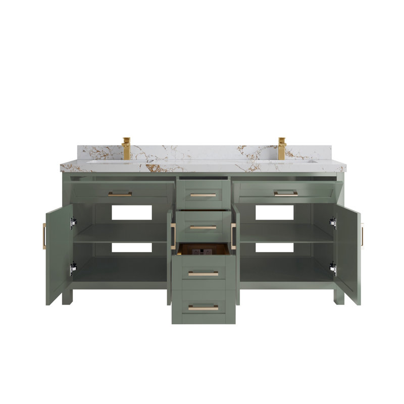 Cambridge 72'' Double Bathroom Vanity with Top, Viola Gold