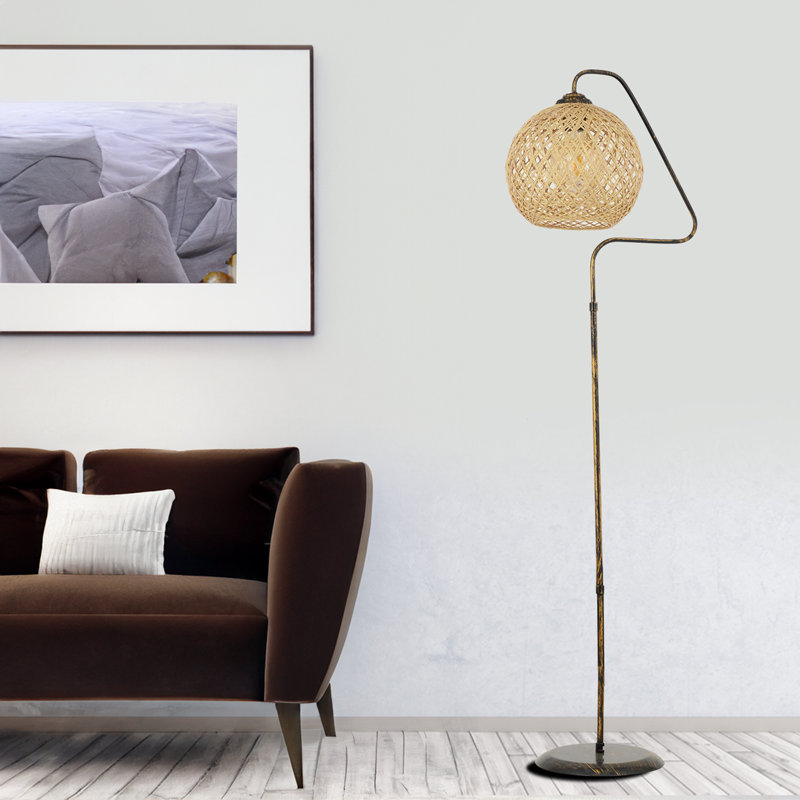 Anberlyn 60.63'' Arched Floor Lamp, Golden, Golden