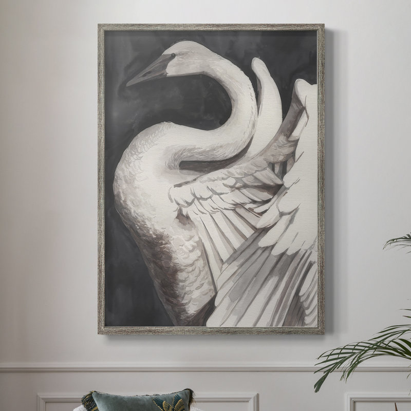 Swan Dance II, reproduction encadrée - bois massif, H 15 po x l 12 po
