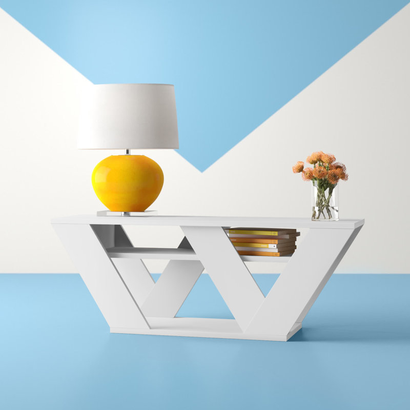 Kirstin TV Stand for TVs up to 48" | Modern Entertainment Unit with V-Shaped Legs, White, 40cm H x 110cm W x 30cm D 
