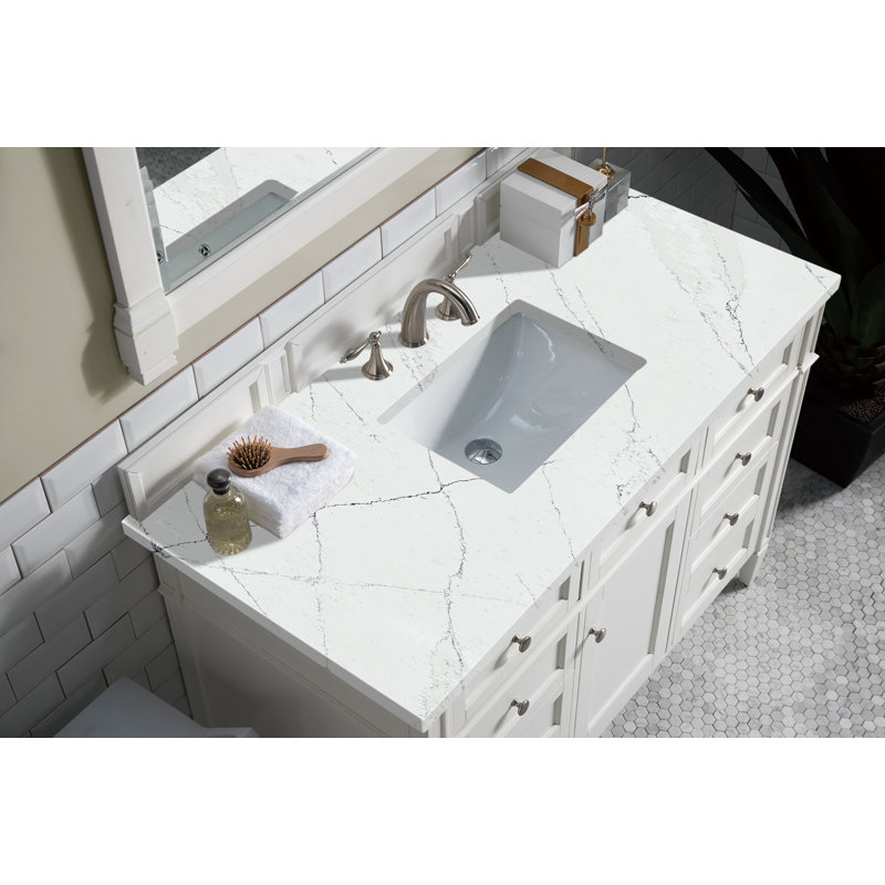 Brittany 48'' W Single Vanity, Bright White, Ethereal Noctis, 8" Widespread