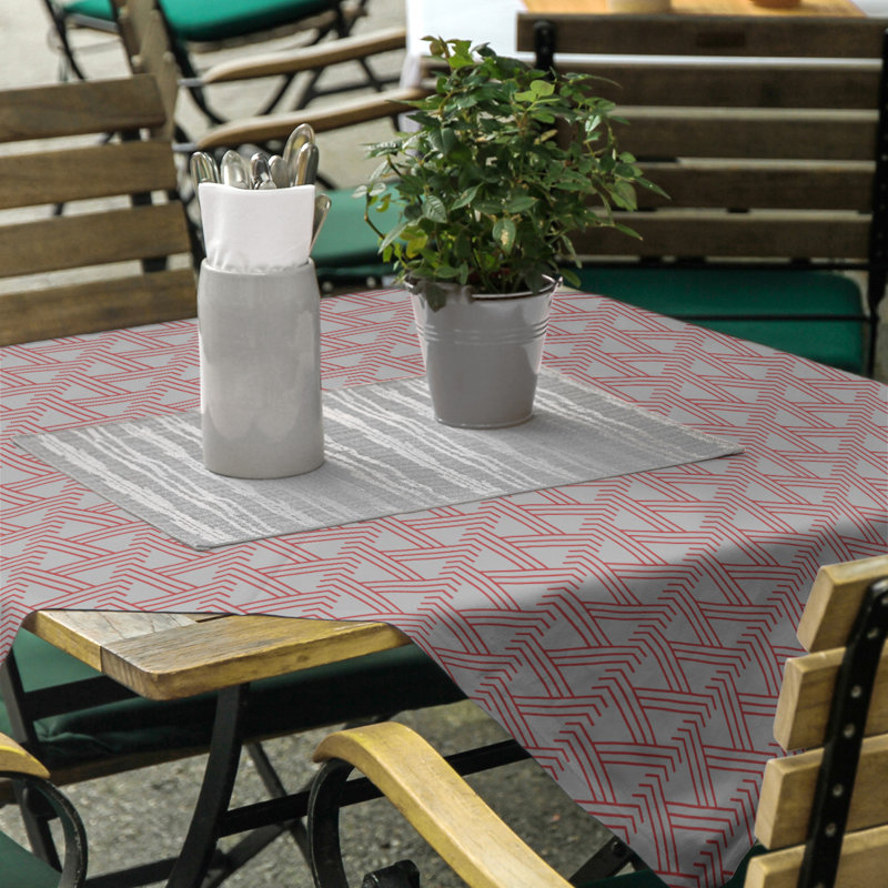 Classic Zig Zag Tablecloth, Gray/Red