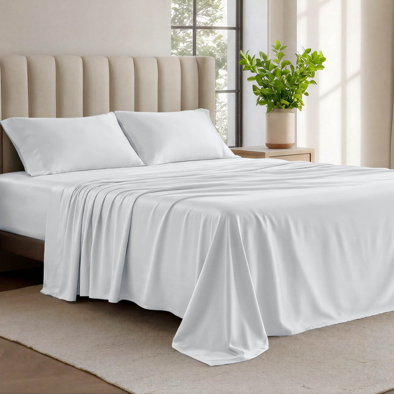 Organic Cotton Jersey Sheet Set, Twin Sheet Set + Fitted Sheet + 1 Pillowcase, White