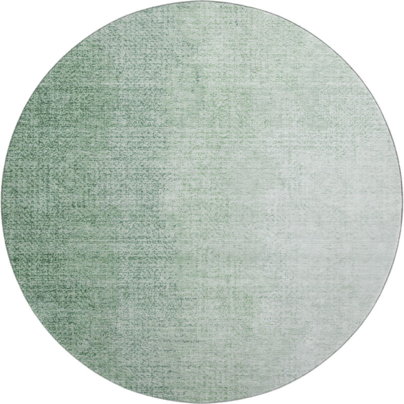 Premium Machine Washable Prisco Green Rug, Round 8'