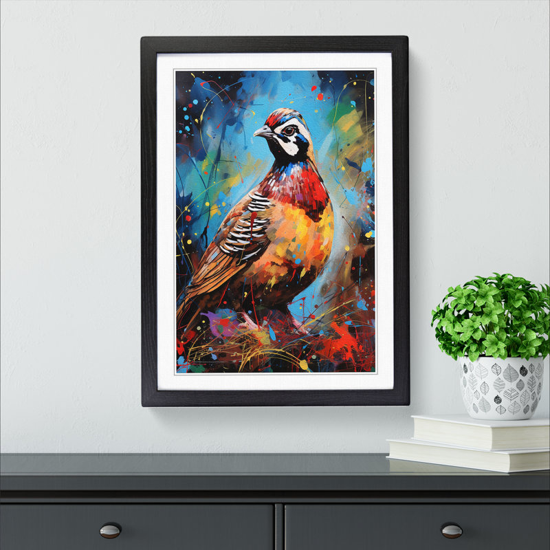 Partridge Action - Single Picture Frame Print on Wood, 34cm H x 25cm W x 2" D, Black Framed