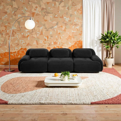 Elegant Camel 3-Seat Modular Sofa with Corduroy Fabric – No Assembly Needed, Perfect for Living Room & Bedroom