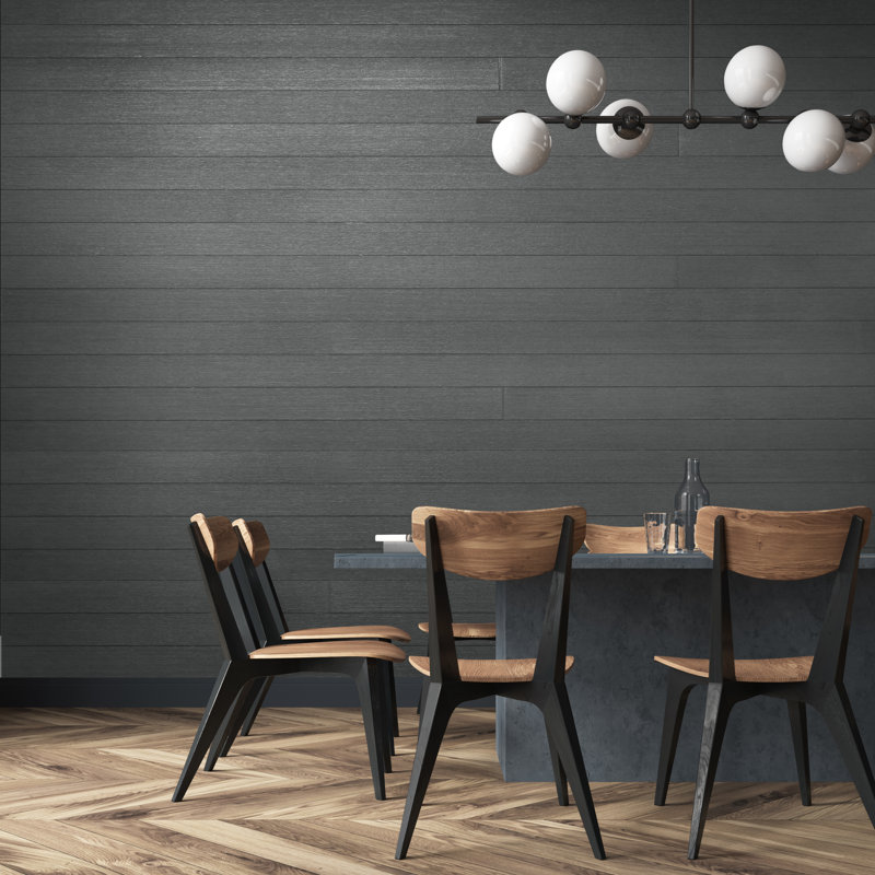 Panneau mural 5,75 po x 45 po à grain de bois, Gris