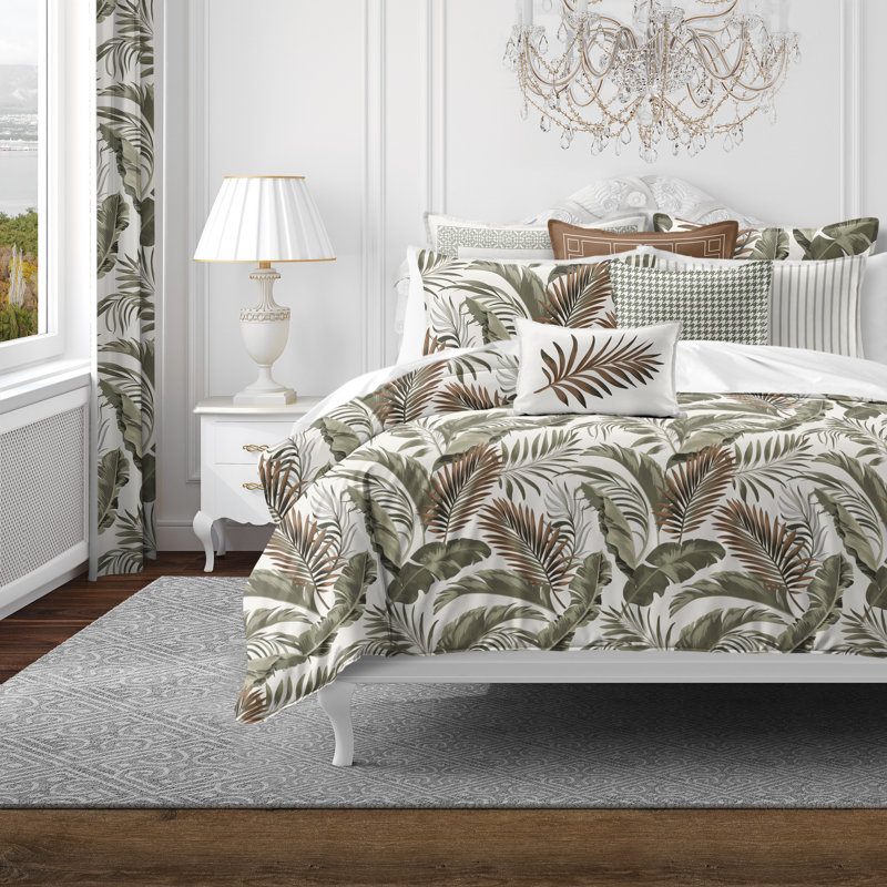 Frondosa  Copper Cotton Coverlet Set  8 Piece, Queen Coverlet + 7 Additional Pieces
