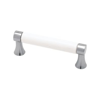 (5 Pack) White Ceramic Center Pull Chrome
