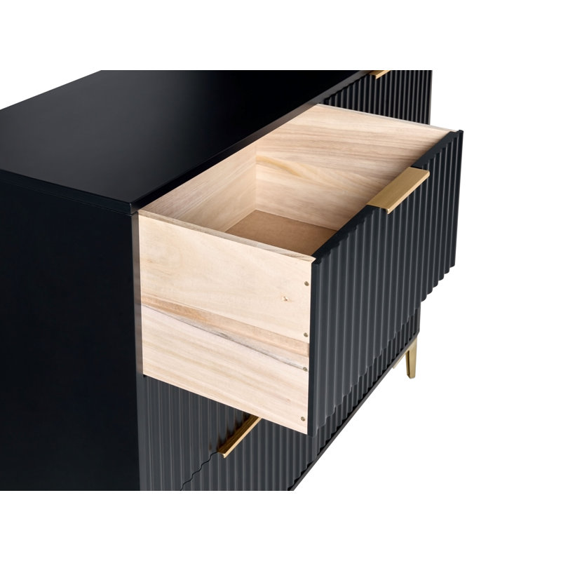 108cm W 6 - Drawer Chest of Drawers, Black