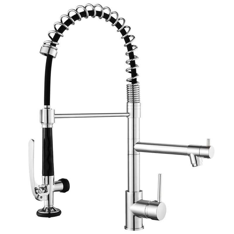 Robinet d'évier de cuisine avec poignée rétractable, poignée simple, rotation à 360 degrés, style polyvalent