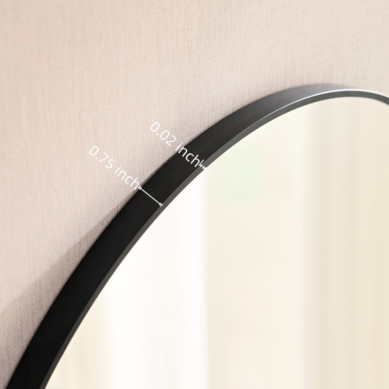 Miroir de salle de bain arqué en alliage d'aluminium 40 po x 30 po noir - reflet transparent, cadre antirouille, coffre-fort en métal 30 x 40, support, mélange moderne et industriel