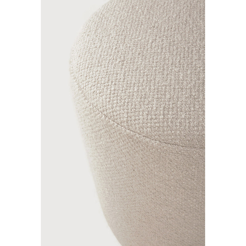 Barrow Round Pouf, Off White Polyester Blend
