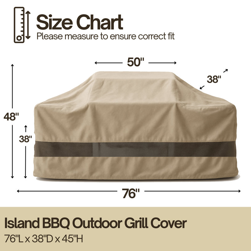 Covered Living 76" Island BBQ Grill Cover – Heavy-Duty Waterproof Outdoor Kitchen Cover, All-Season Weather Resistant Protection for Built-In Barbecue Islands