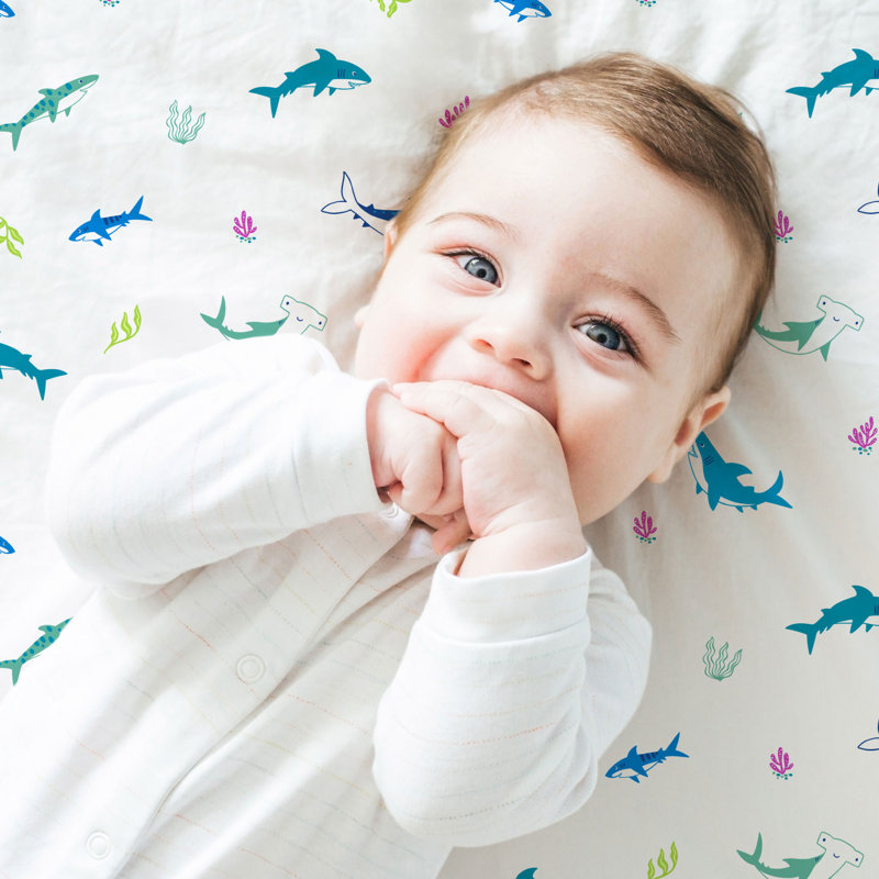 Wildkin 100% Cotton Fitted Crib Sheet – Soft & Breathable Fitted Sheet - Shark Attack