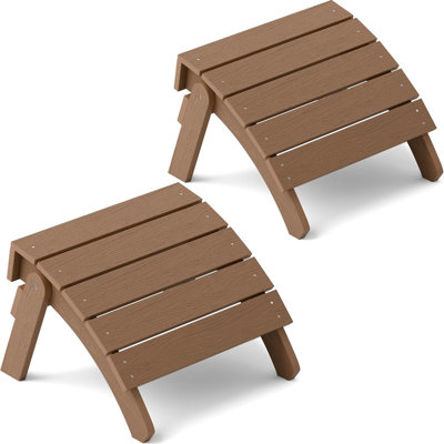 Bodine Adirondack Folding Footrest Set Of 2 – Weather-Resistant Patio Ottoman For Outdoor Chairs, Porch, Backyard & Fire Pit