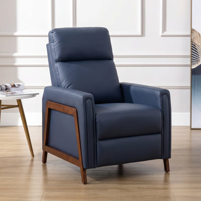 Mid-Century Modern Push-Back PU Leather Recliner Chair