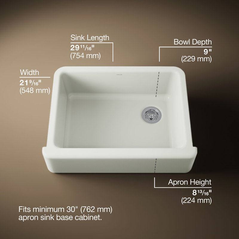 Whitehaven® 29.69" L x 21.69" W Farmhouse Single Bowl Kitchen Sink, Dune