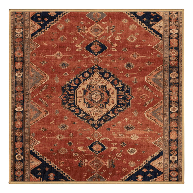 Tapis brun lavable à la machine, Carré 7 pi