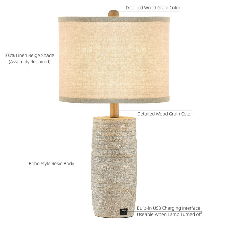 Middlebrooks 23‘’ Resin USB Table Lamp (Set of 2)