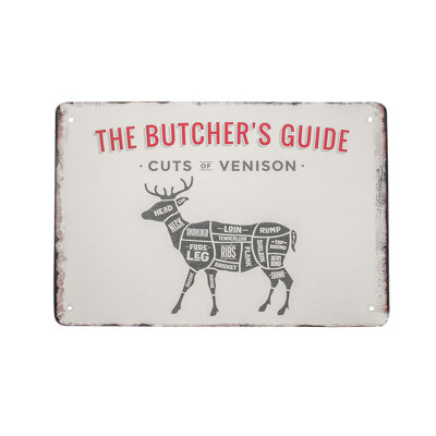 Retro Metal Cuts Venison Butcher Guide Wall Sign Man Cave Bar Restaurant Decor