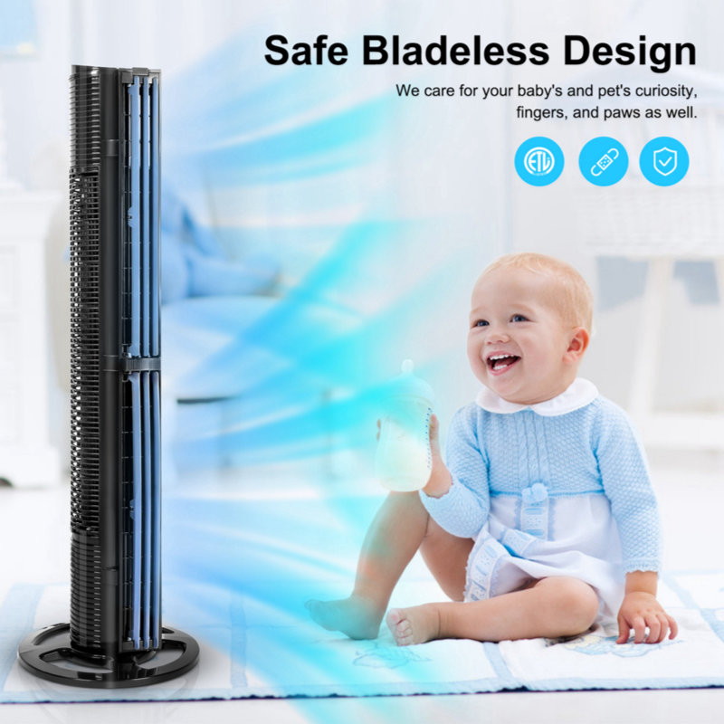 40 Inch Bladeless 60 Degree Oscillating Tower Fan With Aromatherapy Diffuser And Insertable Remote, Features With 38Db Low Noise Operating, 15H Timing, WIFI Control, Black