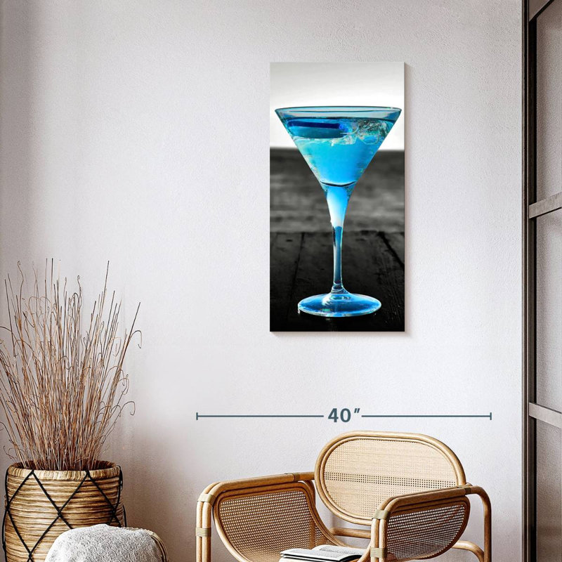 " Pop Blue Martini " Print, 36" H x 18" W x 1.25" D