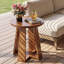 Solid Wood Top Pedestal Round Side Table