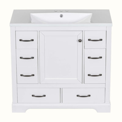 Meuble-lavabo simple 36 po avec plateau en bois manufacturé Rasla