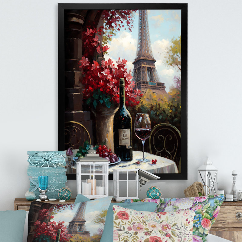 «Savouring Red Wine» par la Tour Eiffel Paris II, reproduction sur toile, H 20 po x l 12 po x P 1 po