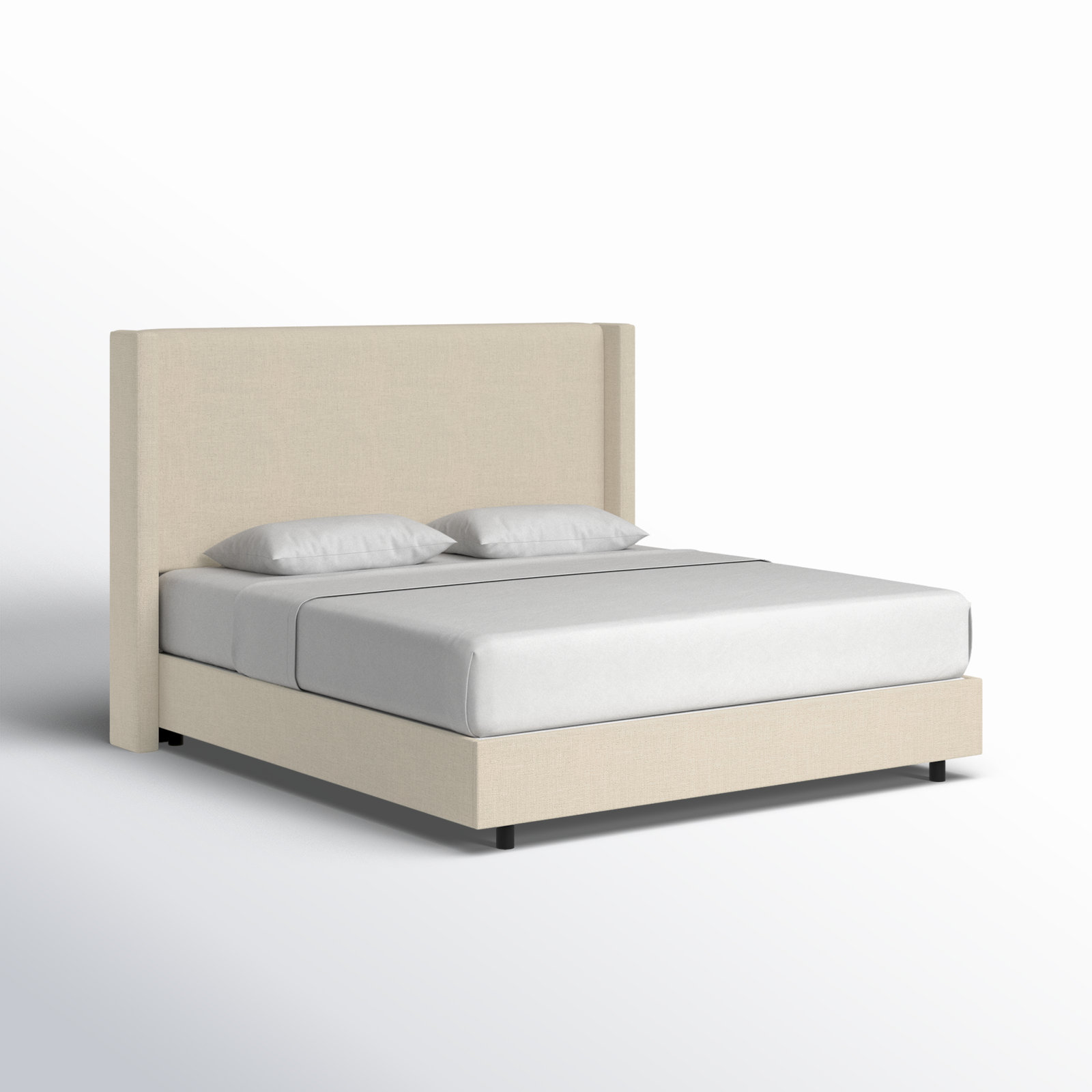 Hanson Linen Upholstered Wingback Bed, California King, Classic Linen Linen