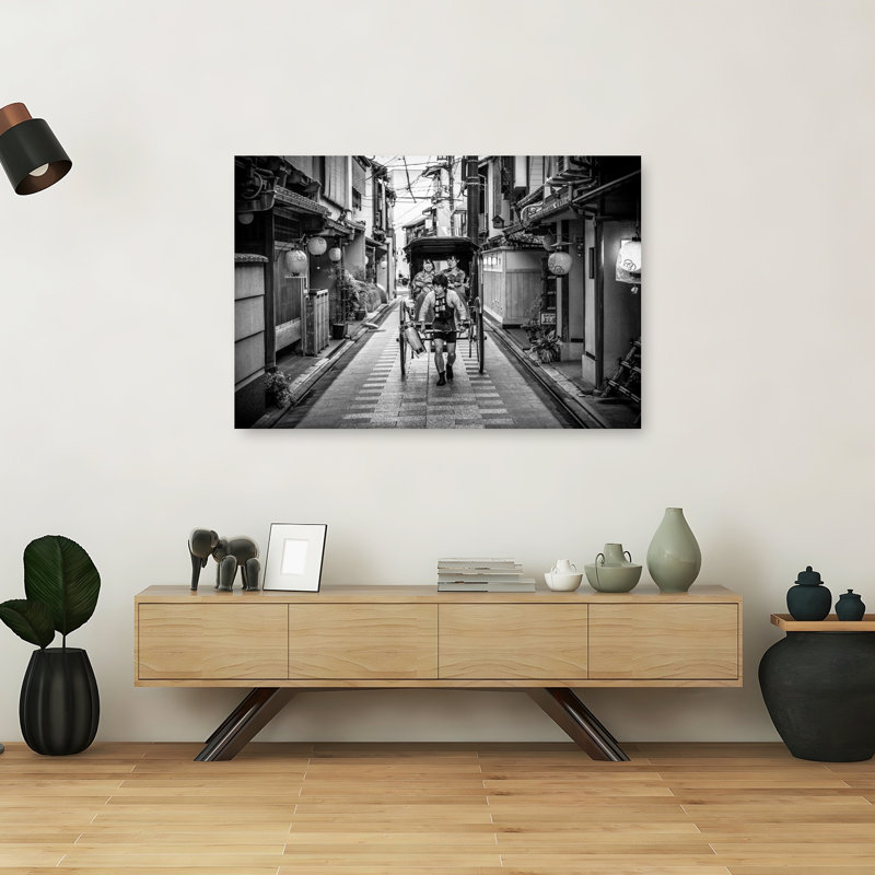 «Rickshaw japonais», impression d'art mural contemporain, H 40 po x l 60 po
