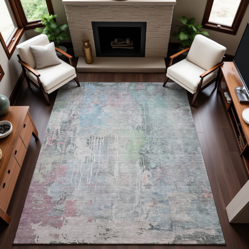Premium Machine Washable Kelton AMF1233 Abstract Rug, Rectangle 5' x 7'6"