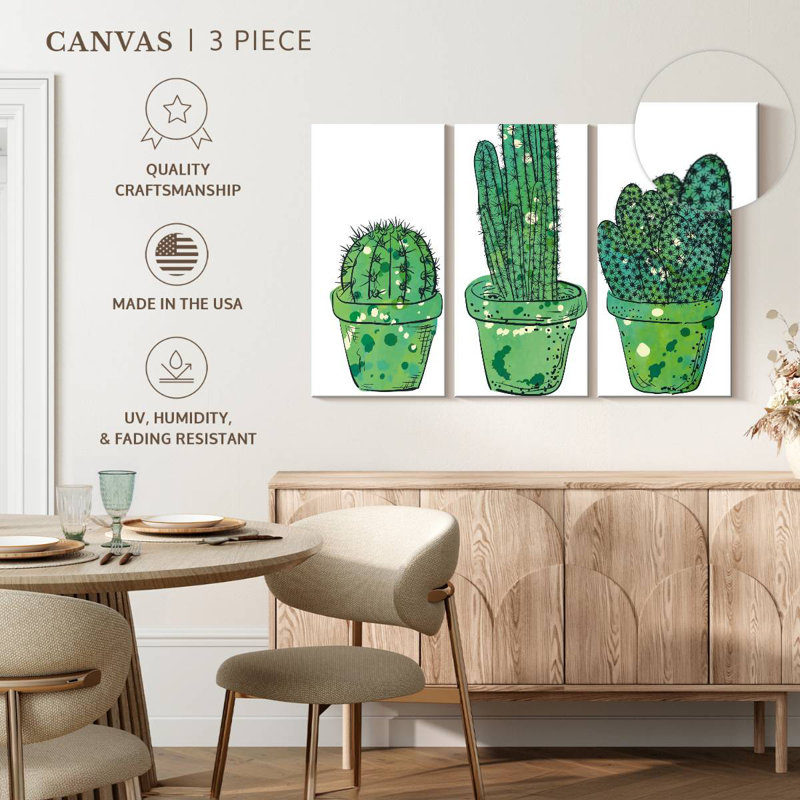 Cacti In Pots, 48" H x 74" W