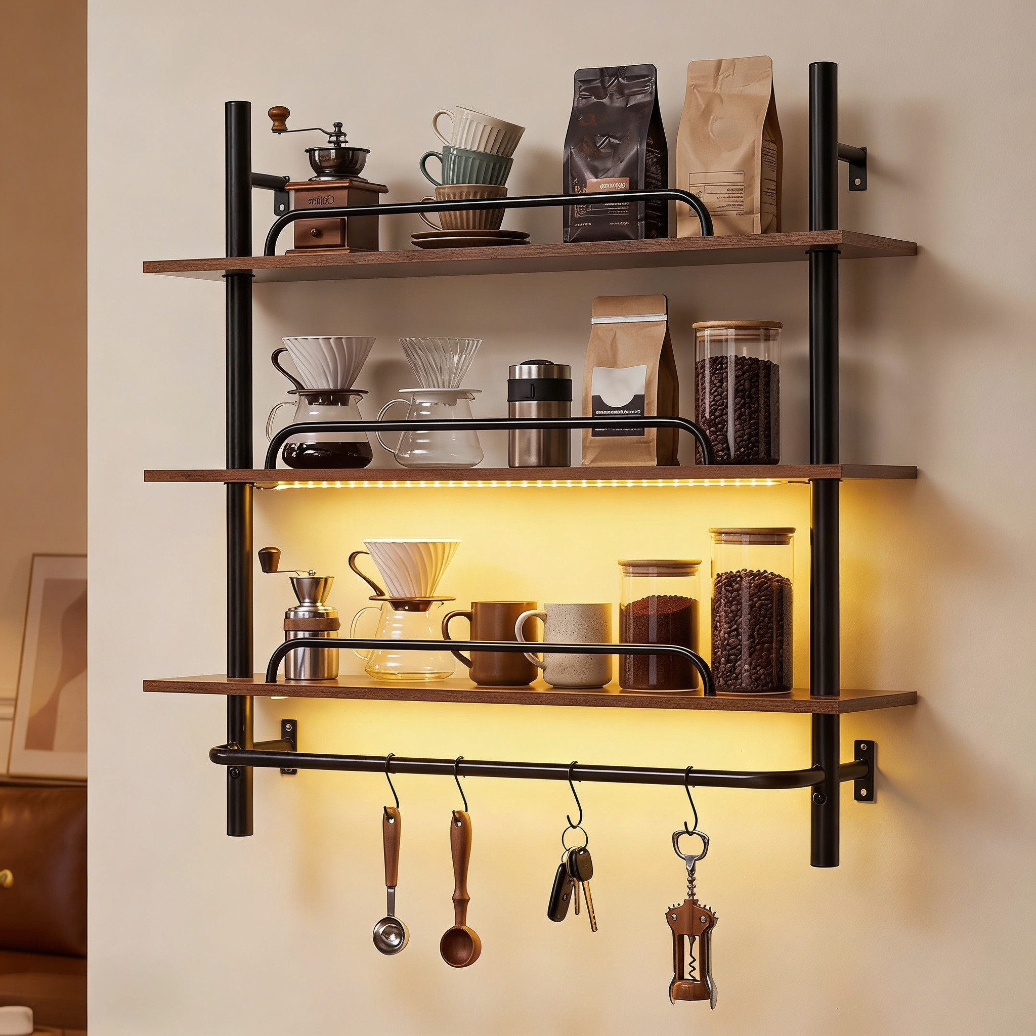 Rebrilliant Industrial Wall Shelves with LED Light | Wayfair.co.uk