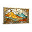 Vitrail tendance paysage de montagne avec oiseaux-1194825150