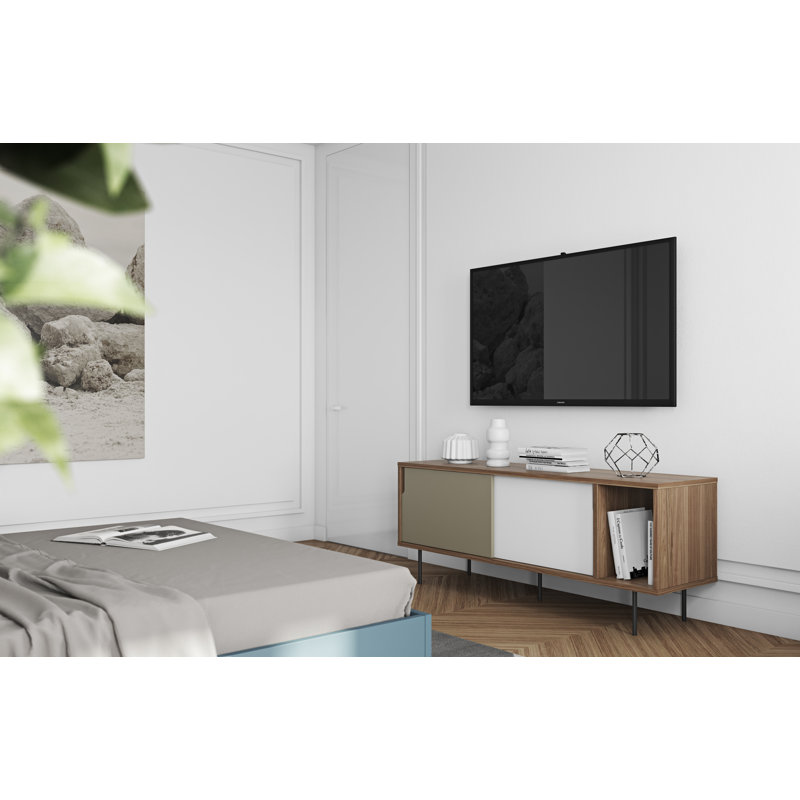 Adah 165cm Sideboard, Oak/White, Black Steel