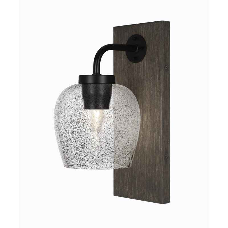 Applique murale Oxbridge montrée dans une finition en métal avec verre fumé de 6 po, Noir mat / gris