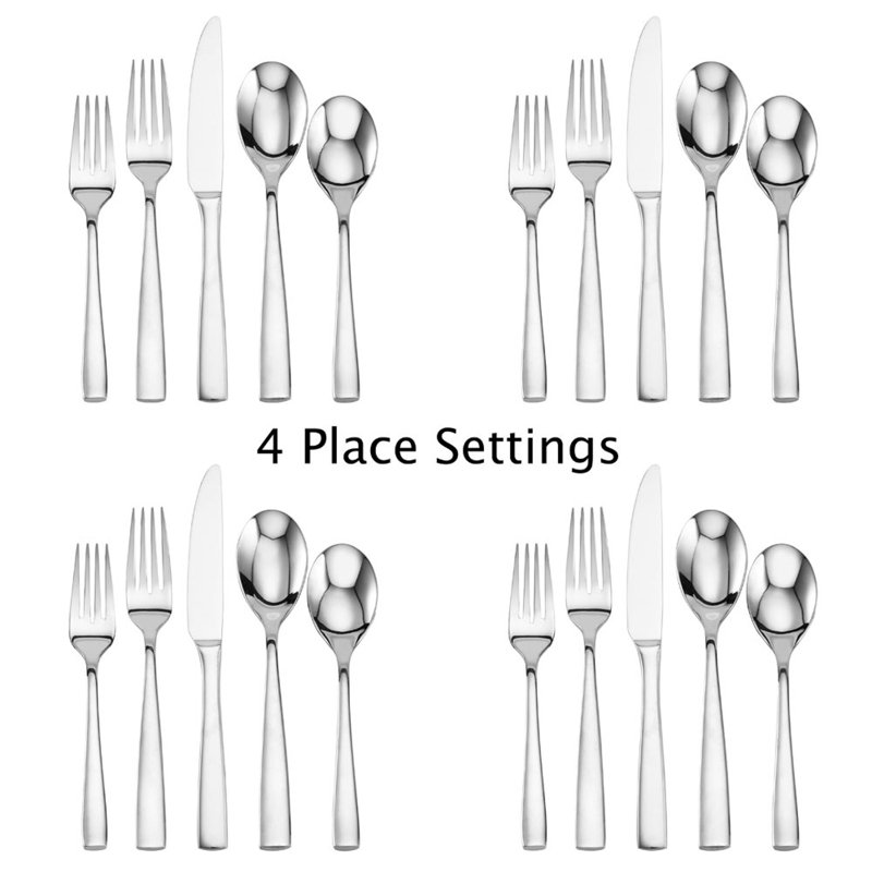Mikasa Delano 20-Piece Stainless Steel Flatware Set, Service for 4