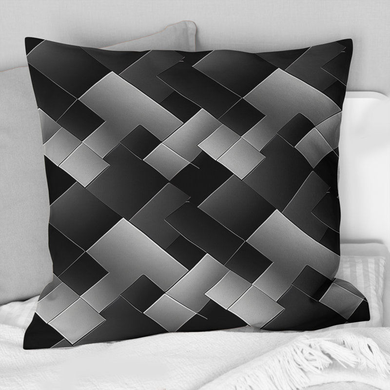 Coussin traditionnel noir Houndstooth Print II - noir, H 16 po x l 16 po