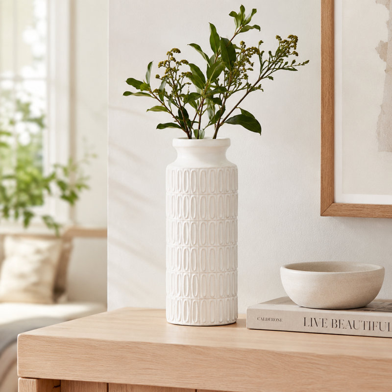 Danville Ceramic Table Vase, White