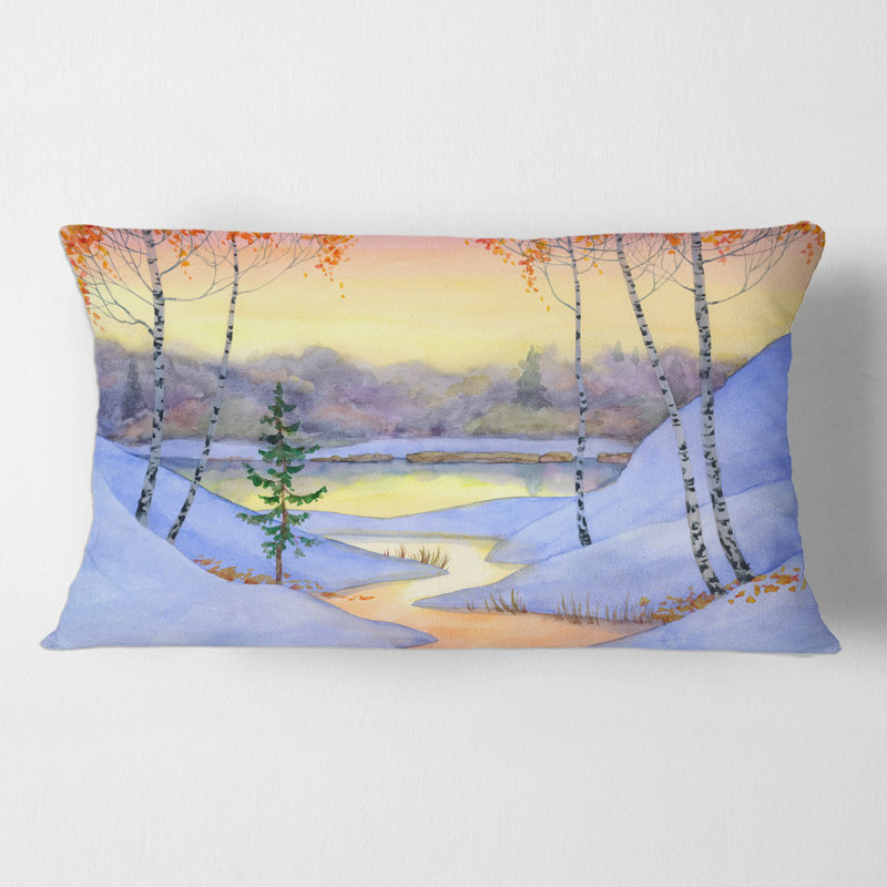 Stream in the Winter Forest II Rectangular Pillow Cover & Insert