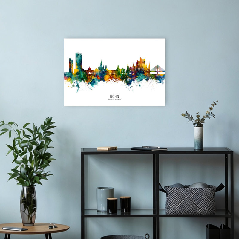 «Colorful Bonn Skyline Abstract Contemporary City Architecture, reproduction d'art murale, H 12 po x l 18 po