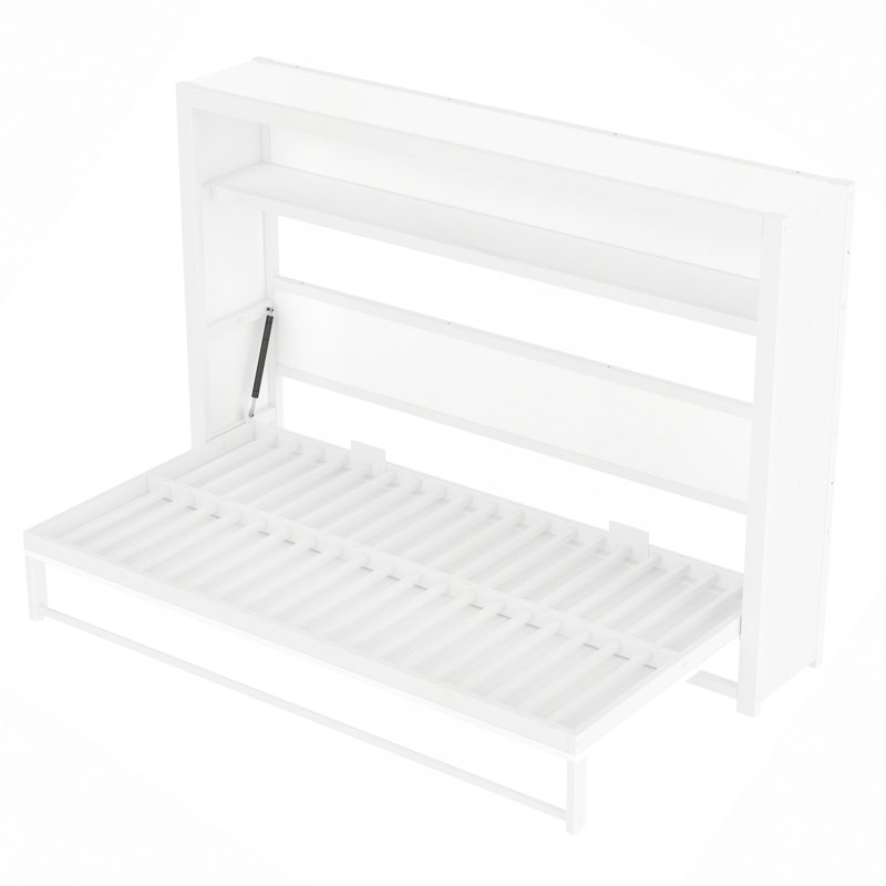 Lit escamotable avec tablettes, lit escamotable en métal au design pliable et peu encombrant