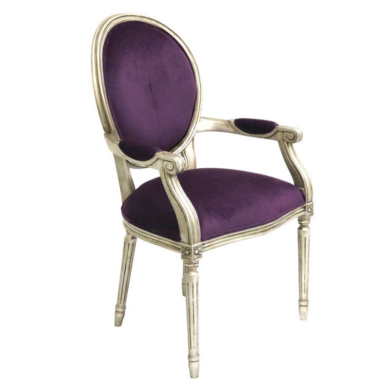 Chaise Louis Louis, Argent argent, Polyester mauve