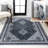 Dalyan Geometric Medallions Machine-Washable Navy/Light Gray Rug-2046507779