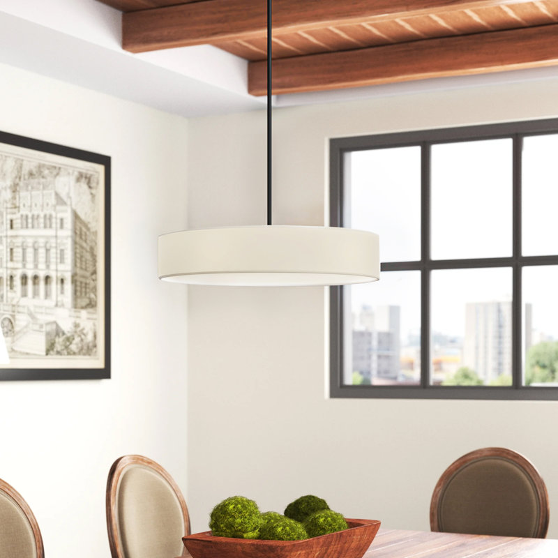 Lustre tambour Ashtun, Noir, Blanc cassé, 4