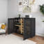 Buffet Mid-Century moderne cannelé avec support à vin et porte-verre-160573506